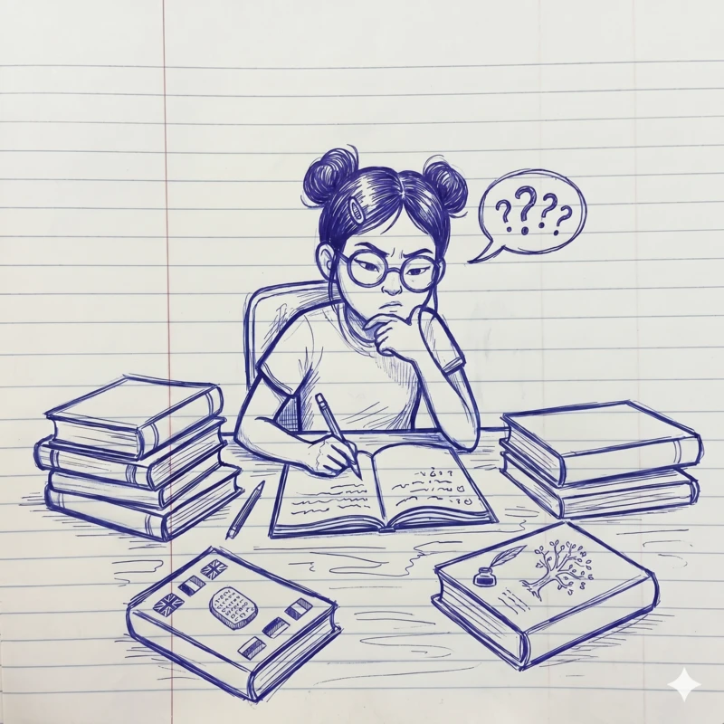 A learner studying at a desk